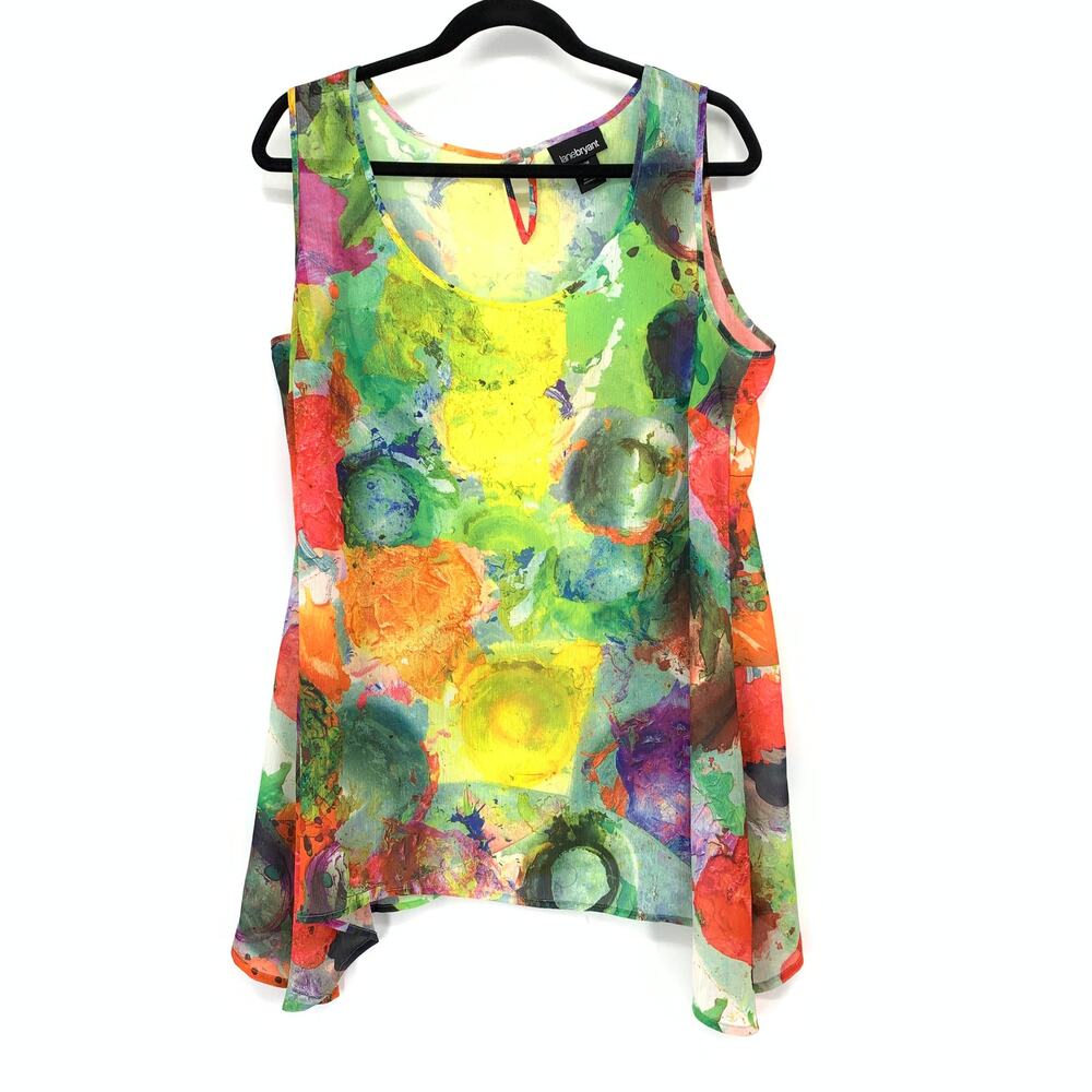 Lane Bryant Sleeveless Sharkbite Hem Blouse Womens Sz 14/16 Abstract Multicolor